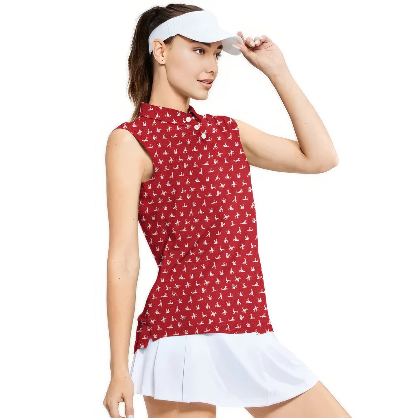Stick Figure - Ladies Sleeveless Golf Polo Shirt