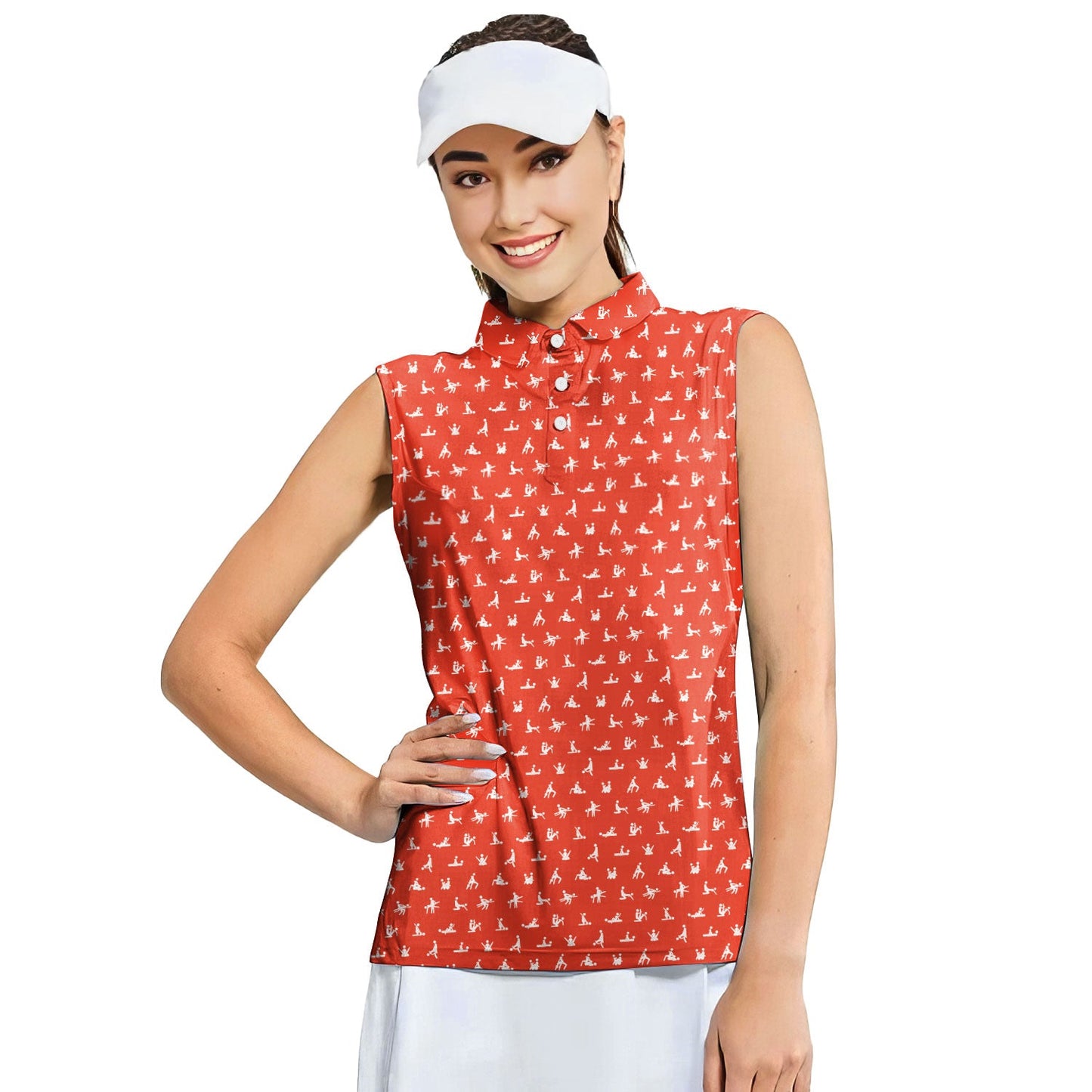 Stick Figure - Ladies Sleeveless Golf Polo Shirt