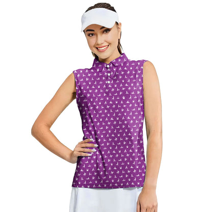 Stick Figure - Ladies Sleeveless Golf Polo Shirt
