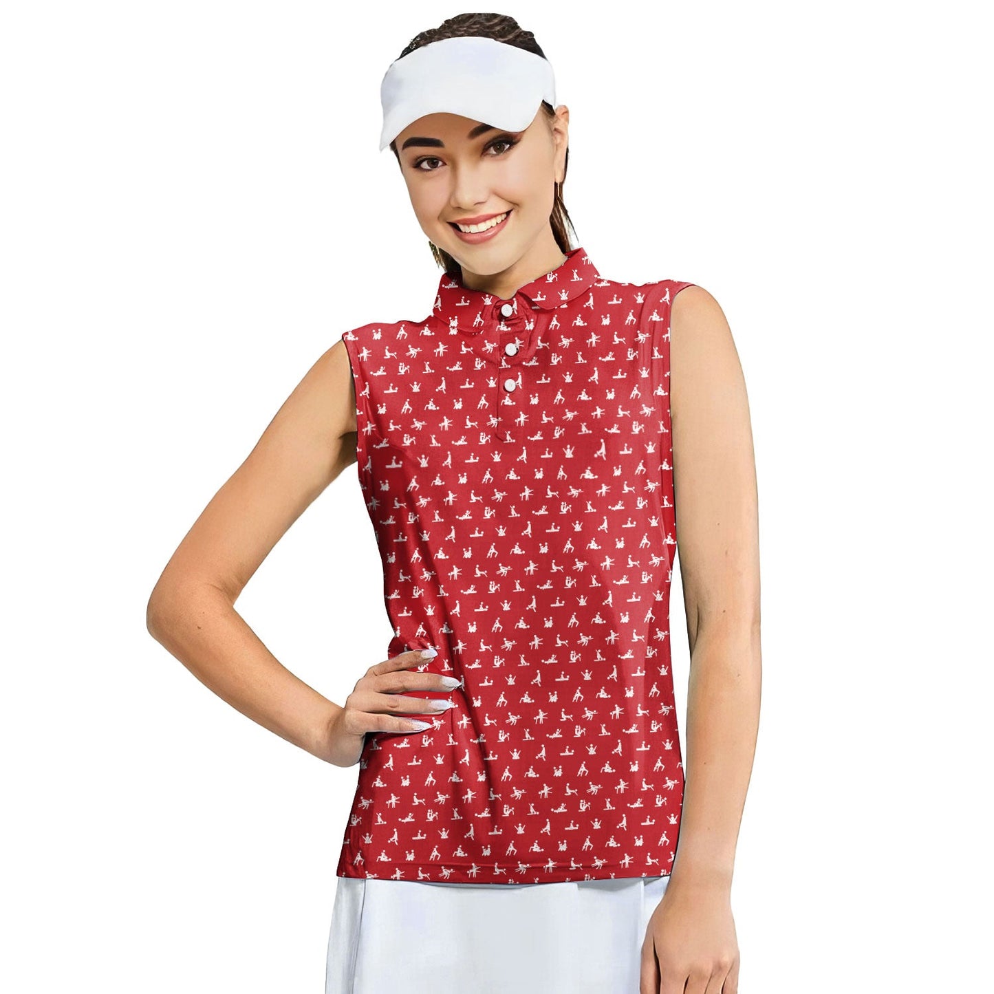 Stick Figure - Ladies Sleeveless Golf Polo Shirt
