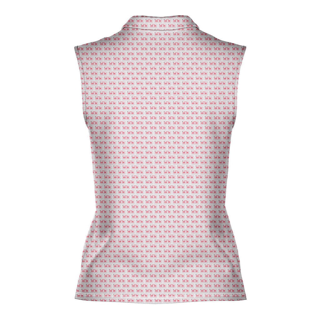 Ban One Smokey and The Bandit-Women Sleeveless Polo Shirt-Gerbera Prints