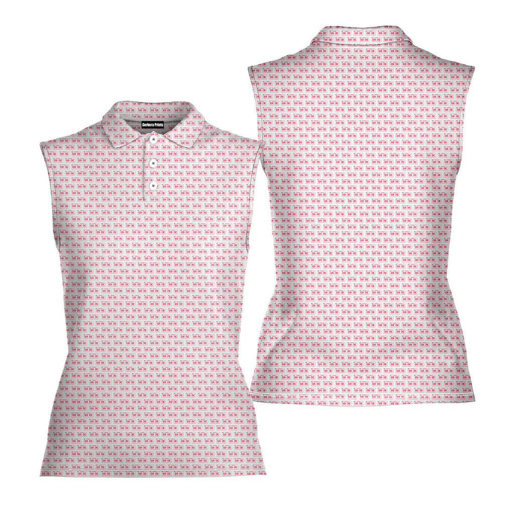 Ban One Smokey and The Bandit-Women Sleeveless Polo Shirt-Gerbera Prints