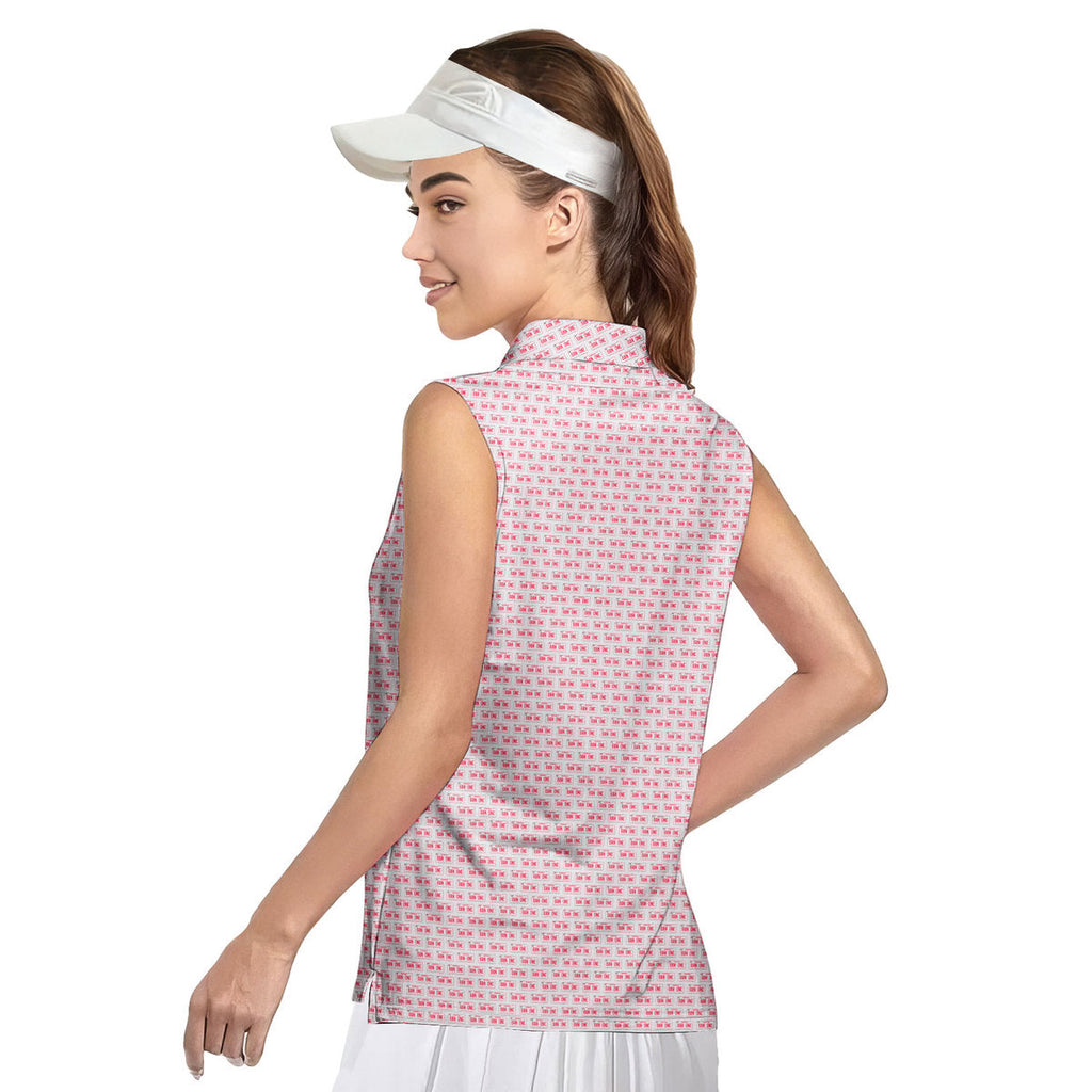 Ban One Smokey and The Bandit-Women Sleeveless Polo Shirt-Gerbera Prints