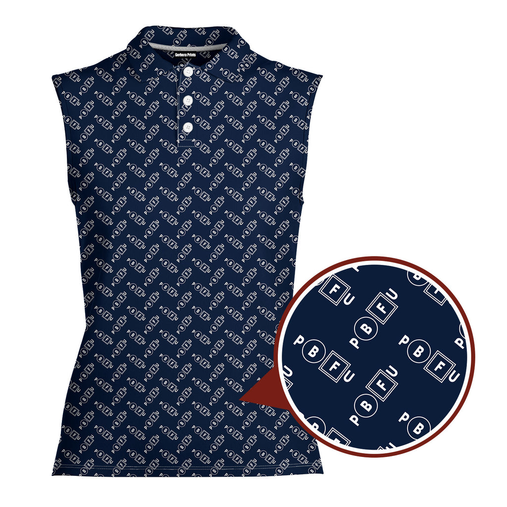 PBFU Post Birdie F*$@ Up-Women Sleeveless Polo Shirt-Gerbera Prints