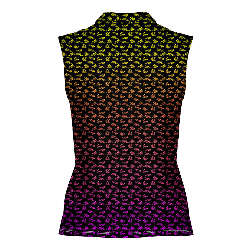 Skeleton Endless Love-Women Sleeveless Polo Shirt-Gerbera Prints