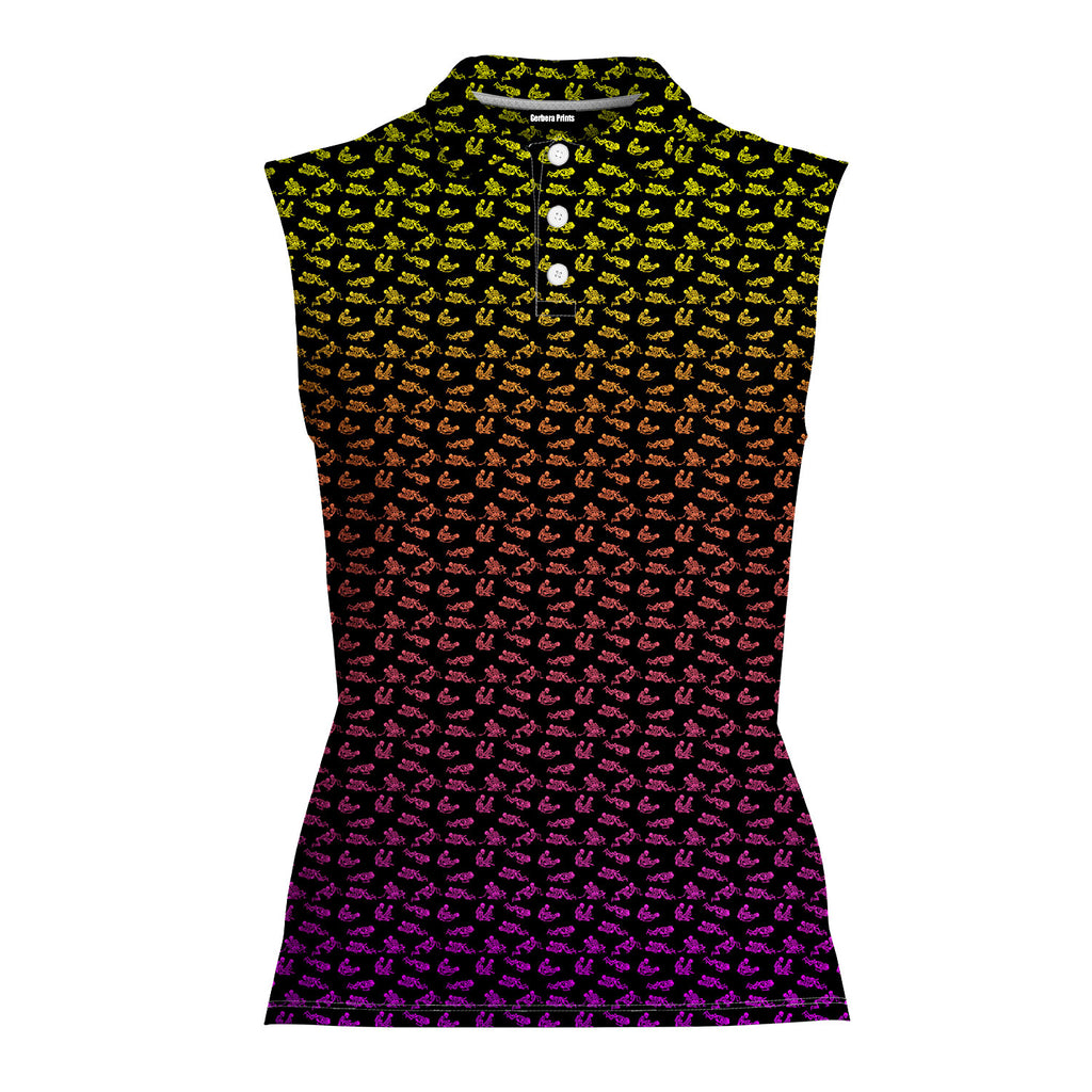 Skeleton Endless Love-Women Sleeveless Polo Shirt-Gerbera Prints