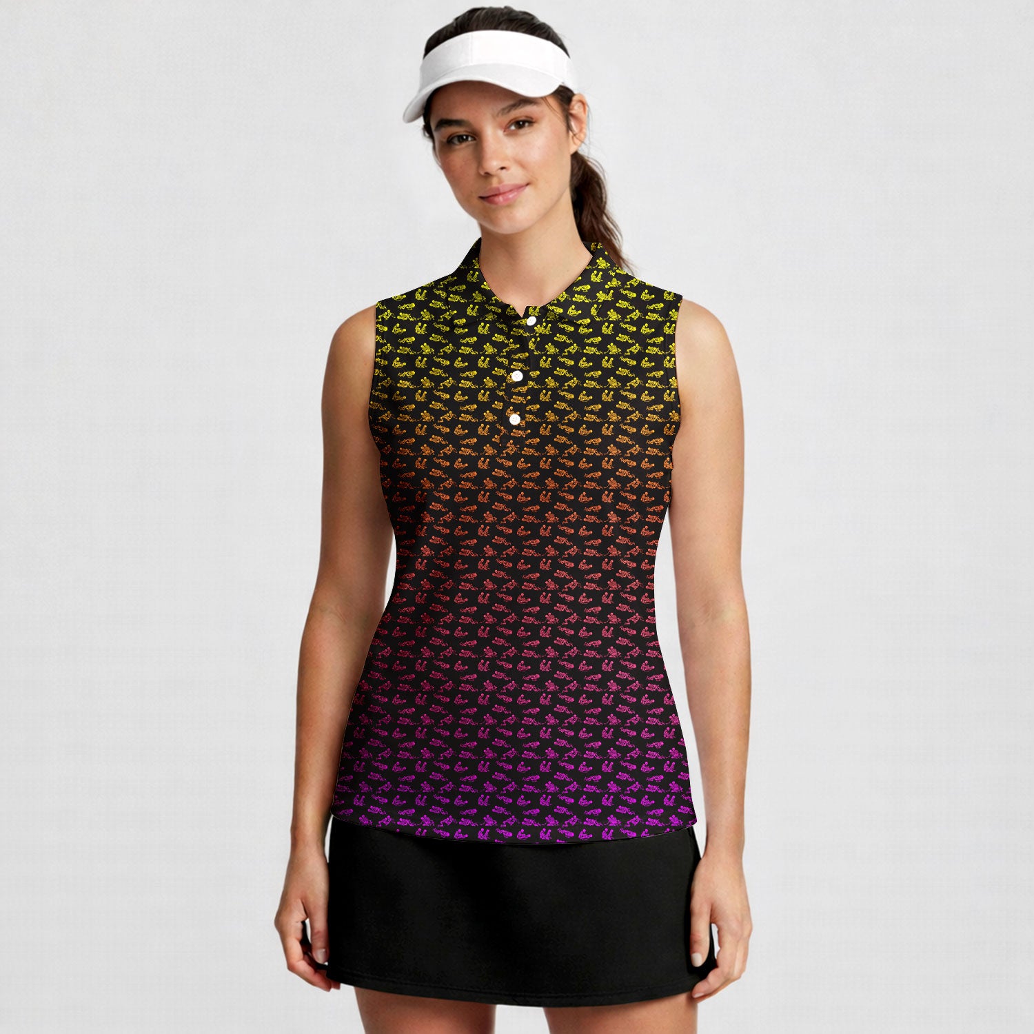 Skeleton Endless Love-Women Sleeveless Polo Shirt-Gerbera Prints
