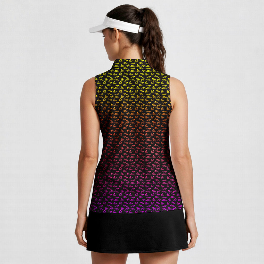 Skeleton Endless Love-Women Sleeveless Polo Shirt-Gerbera Prints