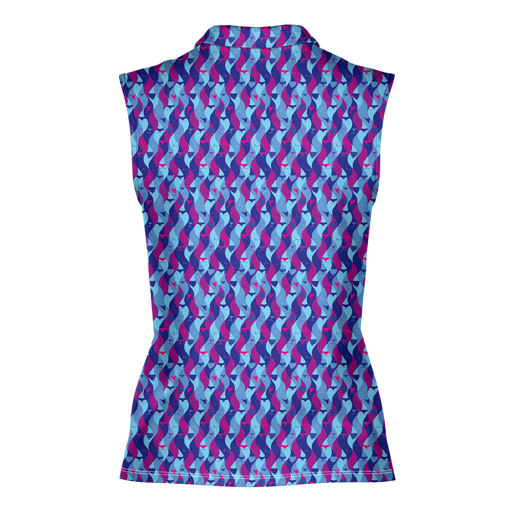 Cheek Peek-Women Sleeveless Polo Shirt-Gerbera Prints