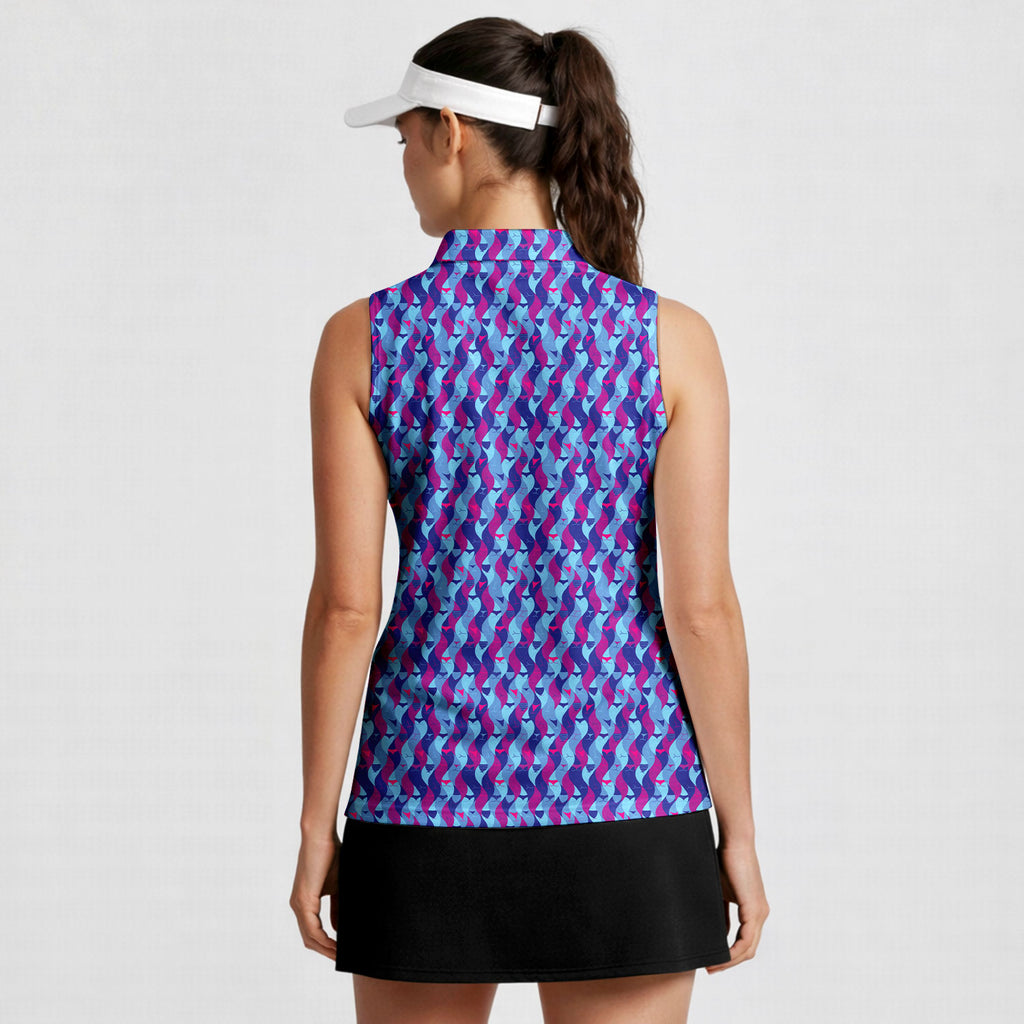 Cheek Peek-Women Sleeveless Polo Shirt-Gerbera Prints