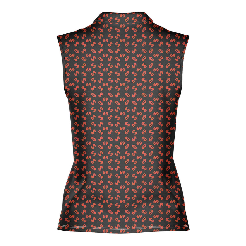 69 Number Black-Women Sleeveless Polo Shirt-Gerbera Prints