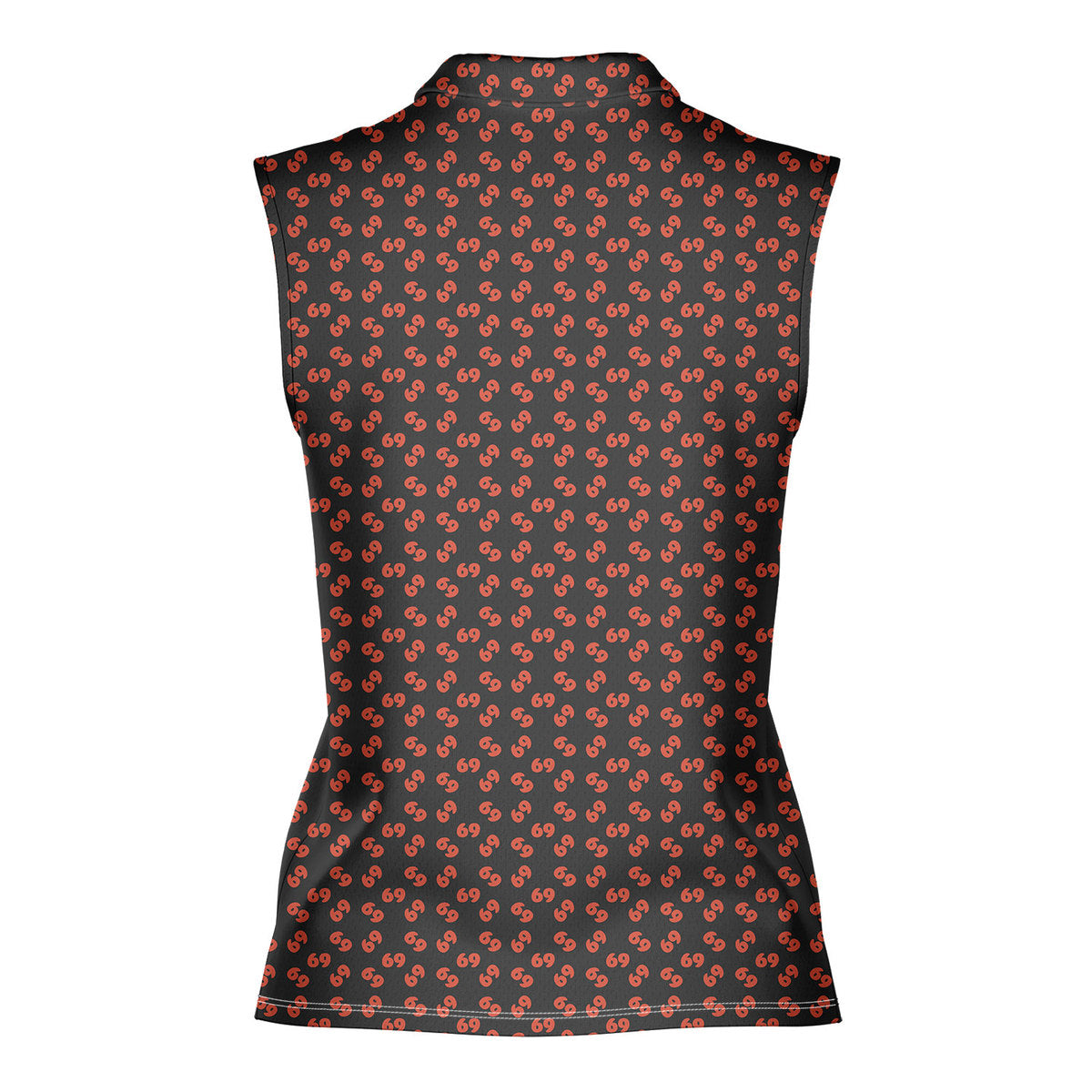 69 Number Black-Women Sleeveless Polo Shirt-Gerbera Prints