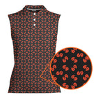 69 Number Black-Women Sleeveless Polo Shirt-Gerbera Prints