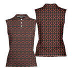 69 Number Black-Women Sleeveless Polo Shirt-Gerbera Prints