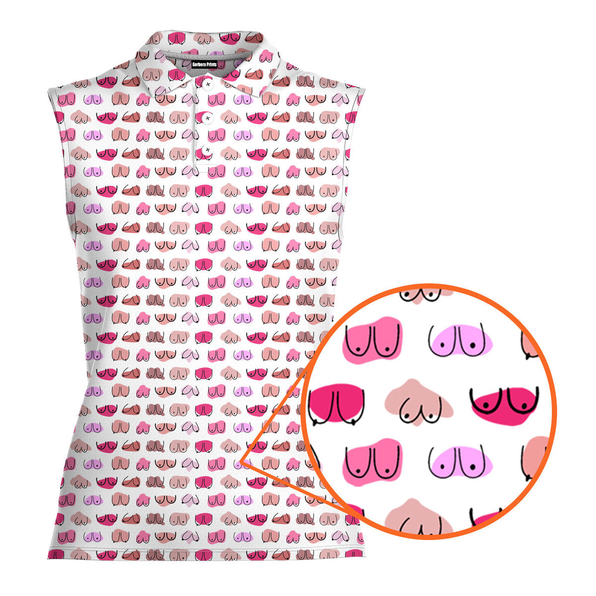 My Eyes Are Up Here But My Bust Look Great Don't They-Women Sleeveless Polo Shirt-Gerbera Prints