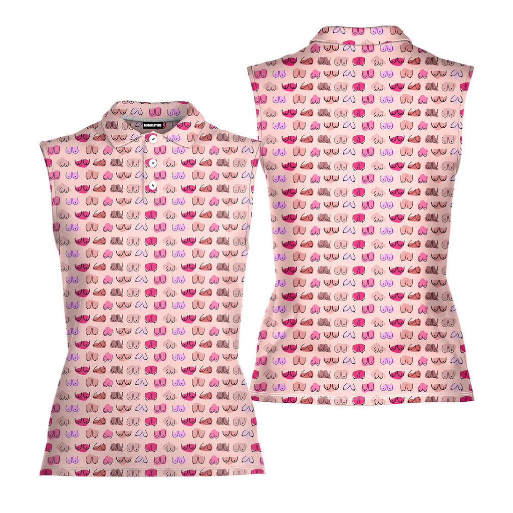 My Eyes Are Up Here But My Bust Look Great Don't They-Women Sleeveless Polo Shirt-Gerbera Prints