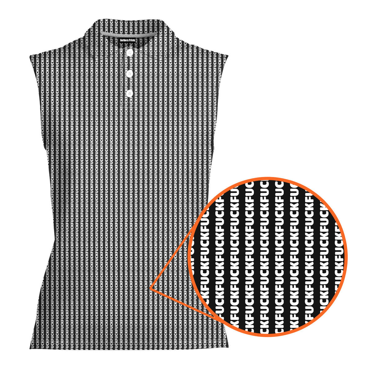 The F#@K Striped-Women Sleeveless Polo Shirt-Gerbera Prints