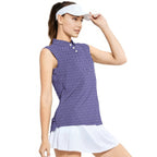 The F#@K Striped-Women Sleeveless Polo Shirt-Gerbera Prints