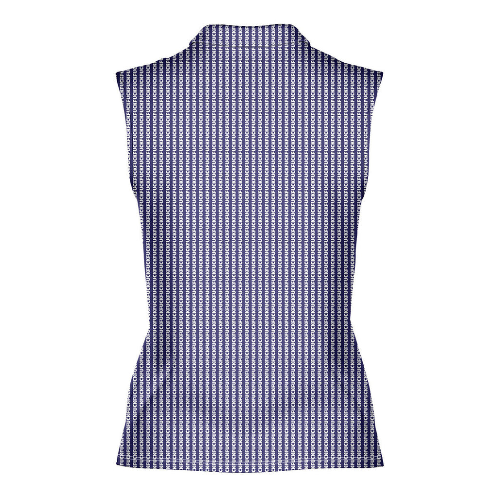 The F#@K Striped-Women Sleeveless Polo Shirt-Gerbera Prints