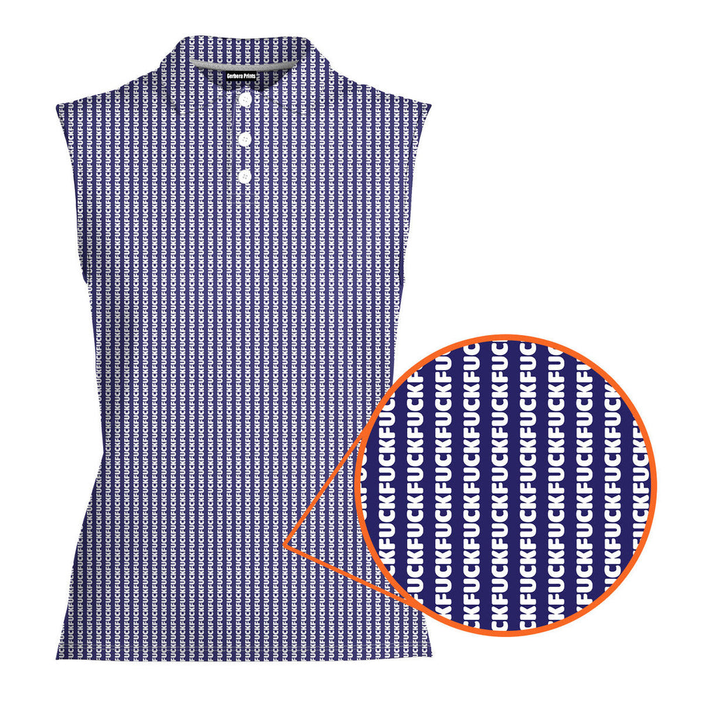 The F#@K Striped-Women Sleeveless Polo Shirt-Gerbera Prints