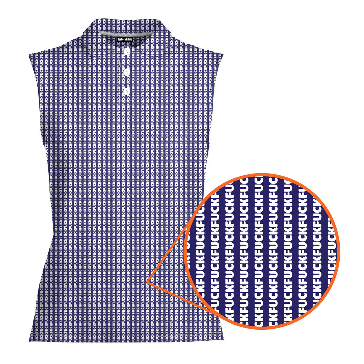 The F#@K Striped-Women Sleeveless Polo Shirt-Gerbera Prints