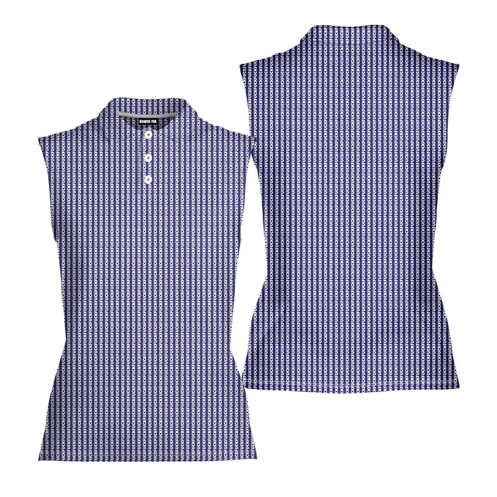 The F#@K Striped-Women Sleeveless Polo Shirt-Gerbera Prints