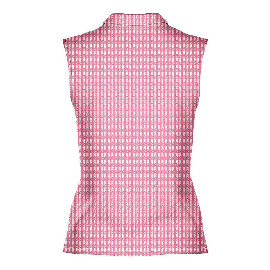 The F#@K Striped-Women Sleeveless Polo Shirt-Gerbera Prints