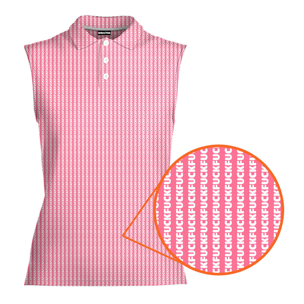 The F#@K Striped-Women Sleeveless Polo Shirt-Gerbera Prints