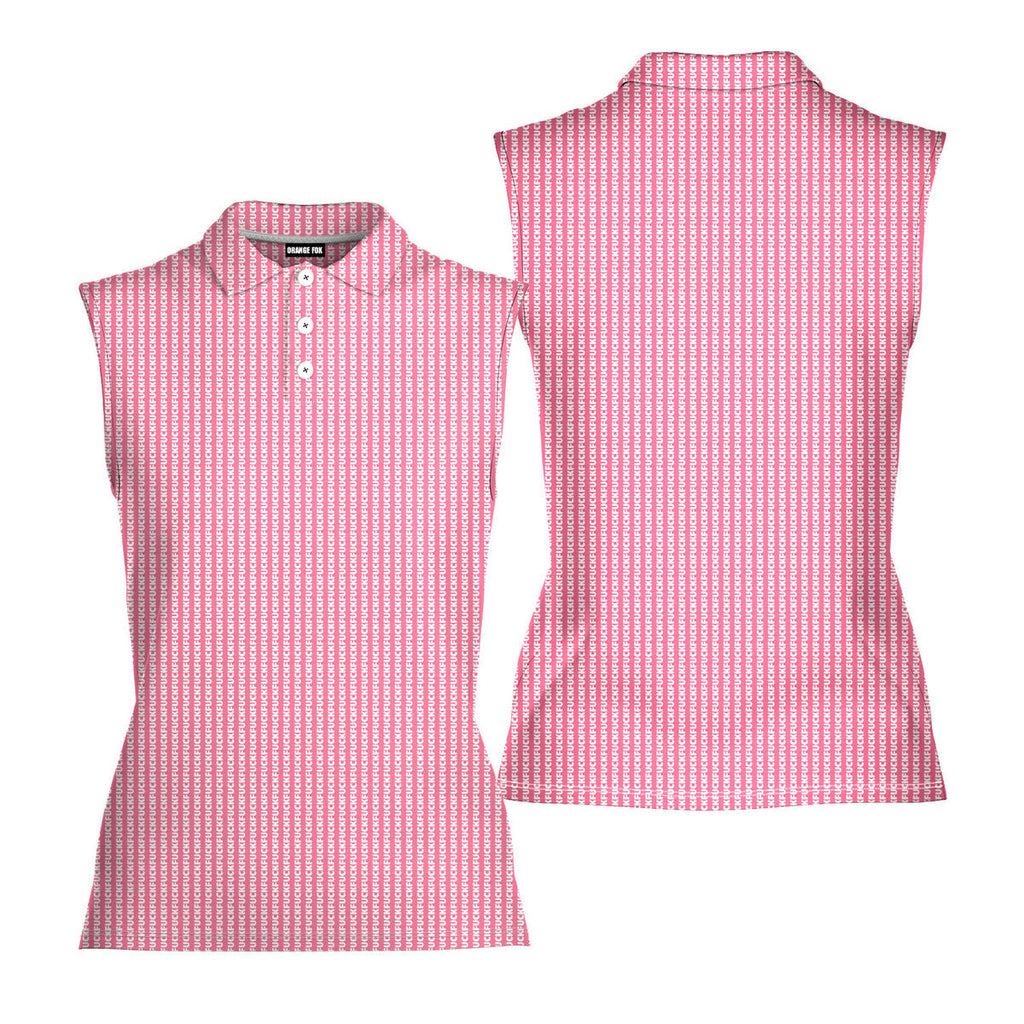 The F#@K Striped-Women Sleeveless Polo Shirt-Gerbera Prints