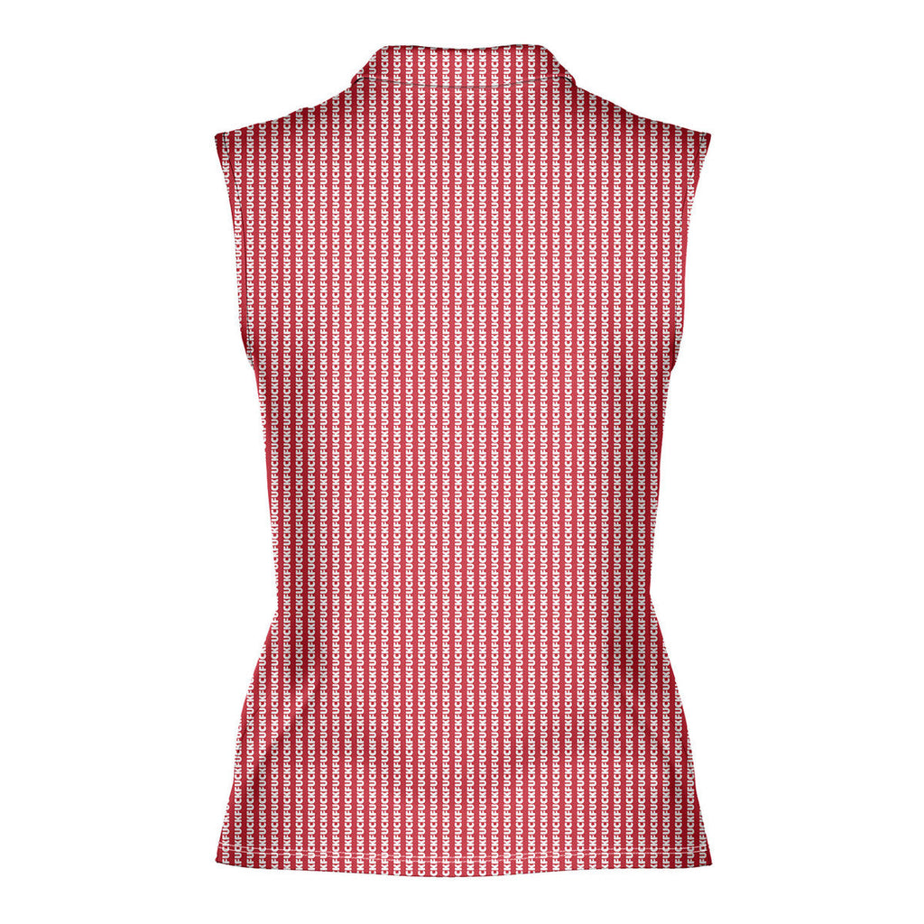 The F#@K Striped-Women Sleeveless Polo Shirt-Gerbera Prints