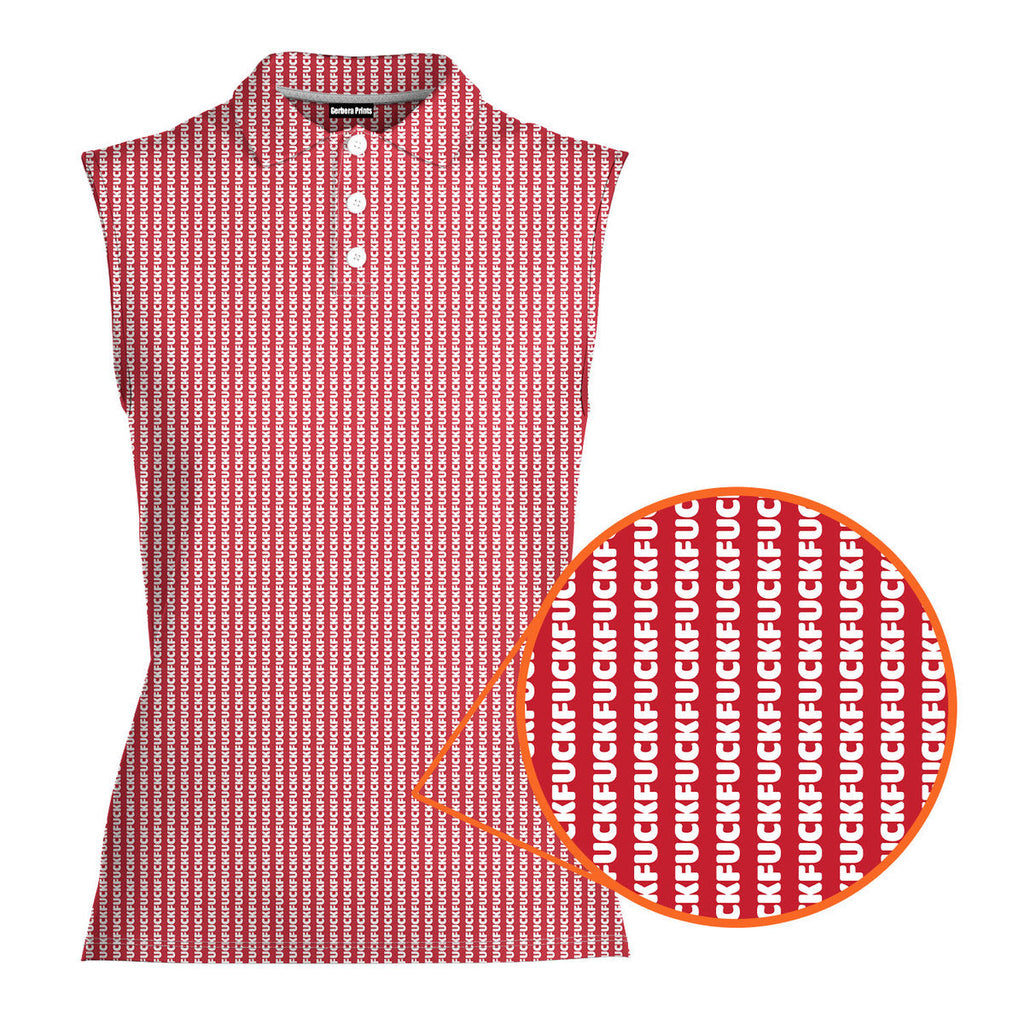 The F#@K Striped-Women Sleeveless Polo Shirt-Gerbera Prints