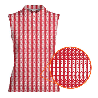 The F#@K Striped - Ladies Sleeveless Golf Polo Shirt