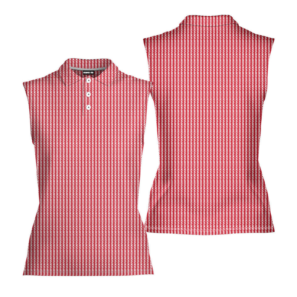 The F#@K Striped-Women Sleeveless Polo Shirt-Gerbera Prints