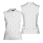 Doodle Golf-Women Sleeveless Polo Shirt-Gerbera Prints