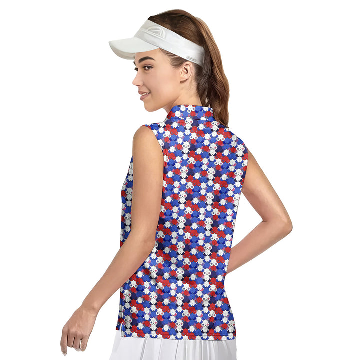 My Eyes Are Up Here Funny American - Ladies Sleeveless Golf Polo Shirt