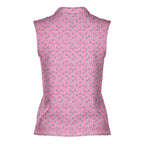 The Shocker Pink-Women Sleeveless Polo Shirt-Gerbera Prints