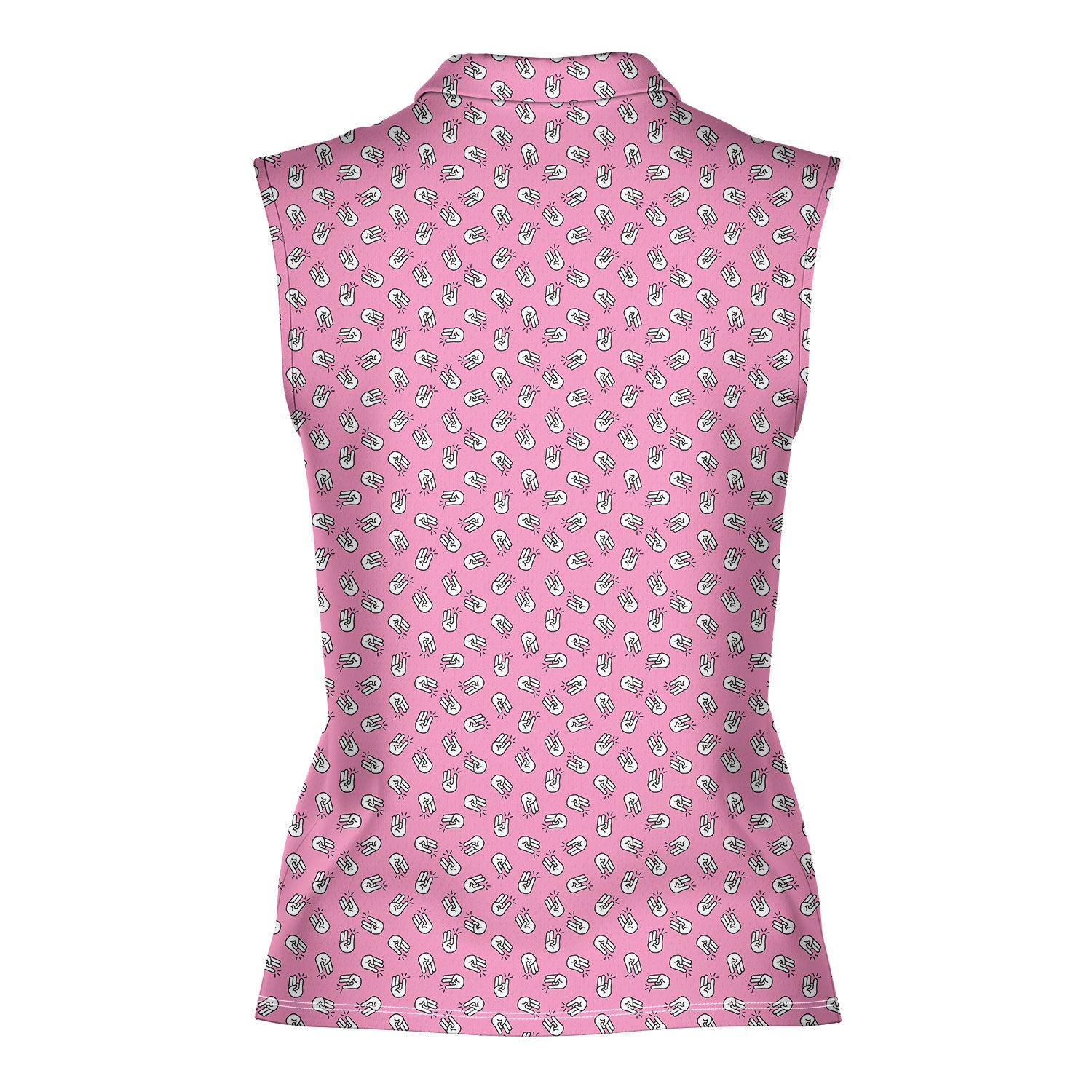 The Shocker Pink-Women Sleeveless Polo Shirt-Gerbera Prints