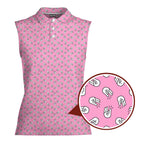 The Shocker Pink-Women Sleeveless Polo Shirt-Gerbera Prints