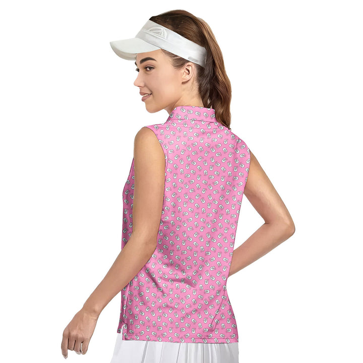 The Shocker Pink - Ladies Sleeveless Golf Polo Shirt