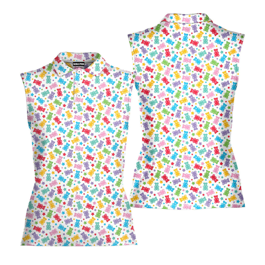 Gummy Bears-Women Sleeveless Polo Shirt-Gerbera Prints
