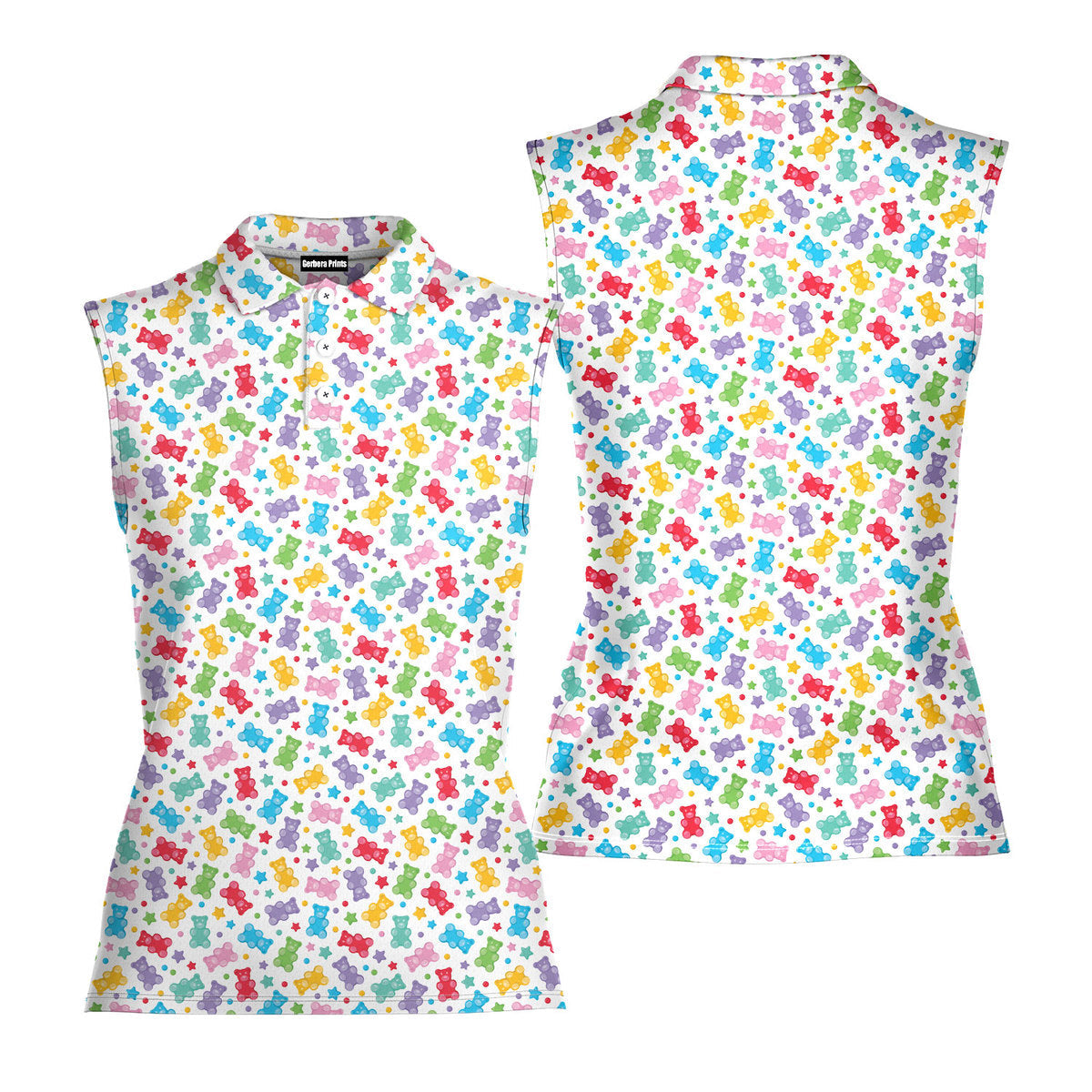 Gummy Bears-Women Sleeveless Polo Shirt-Gerbera Prints