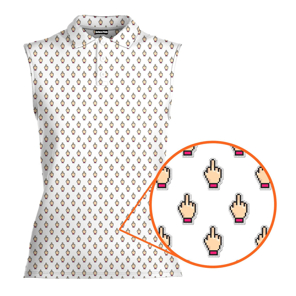 Friendly Hello-Women Sleeveless Polo Shirt-Gerbera Prints