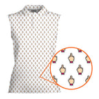 Friendly Hello-Women Sleeveless Polo Shirt-Gerbera Prints