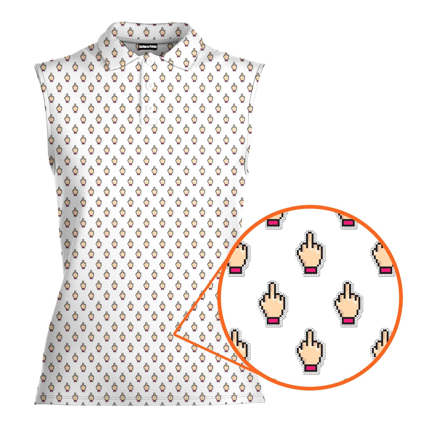 Friendly Hello-Women Sleeveless Polo Shirt-Gerbera Prints