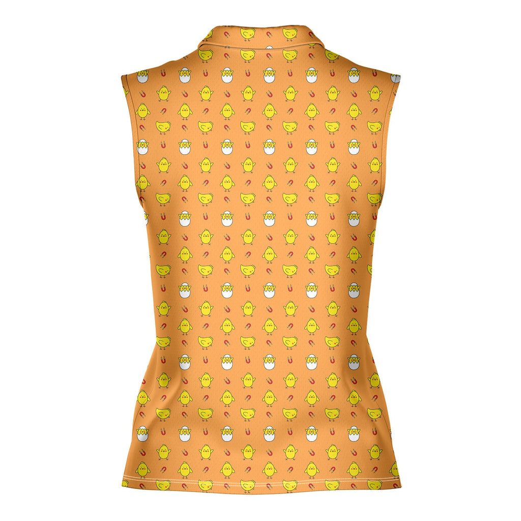 Chick Magnet-Women Sleeveless Polo Shirt-Gerbera Prints