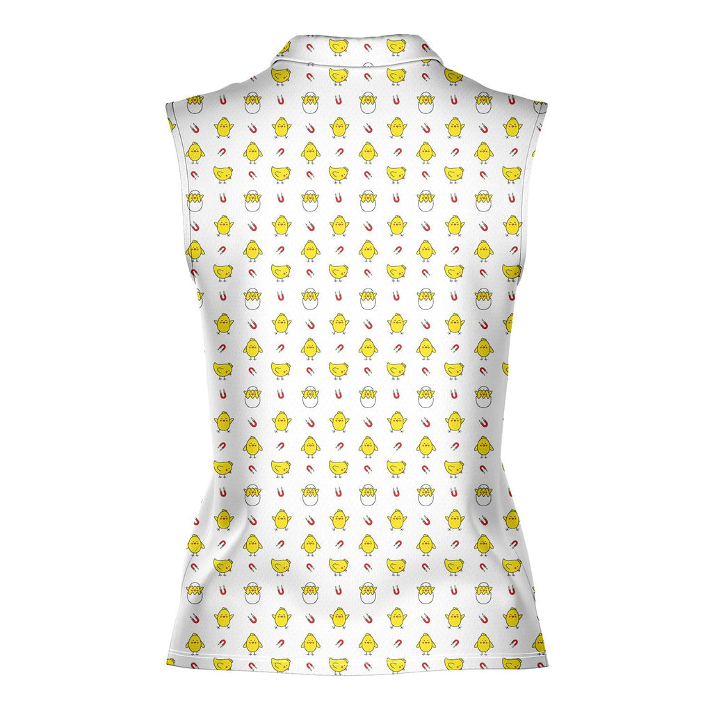 Chick Magnet-Women Sleeveless Polo Shirt-Gerbera Prints