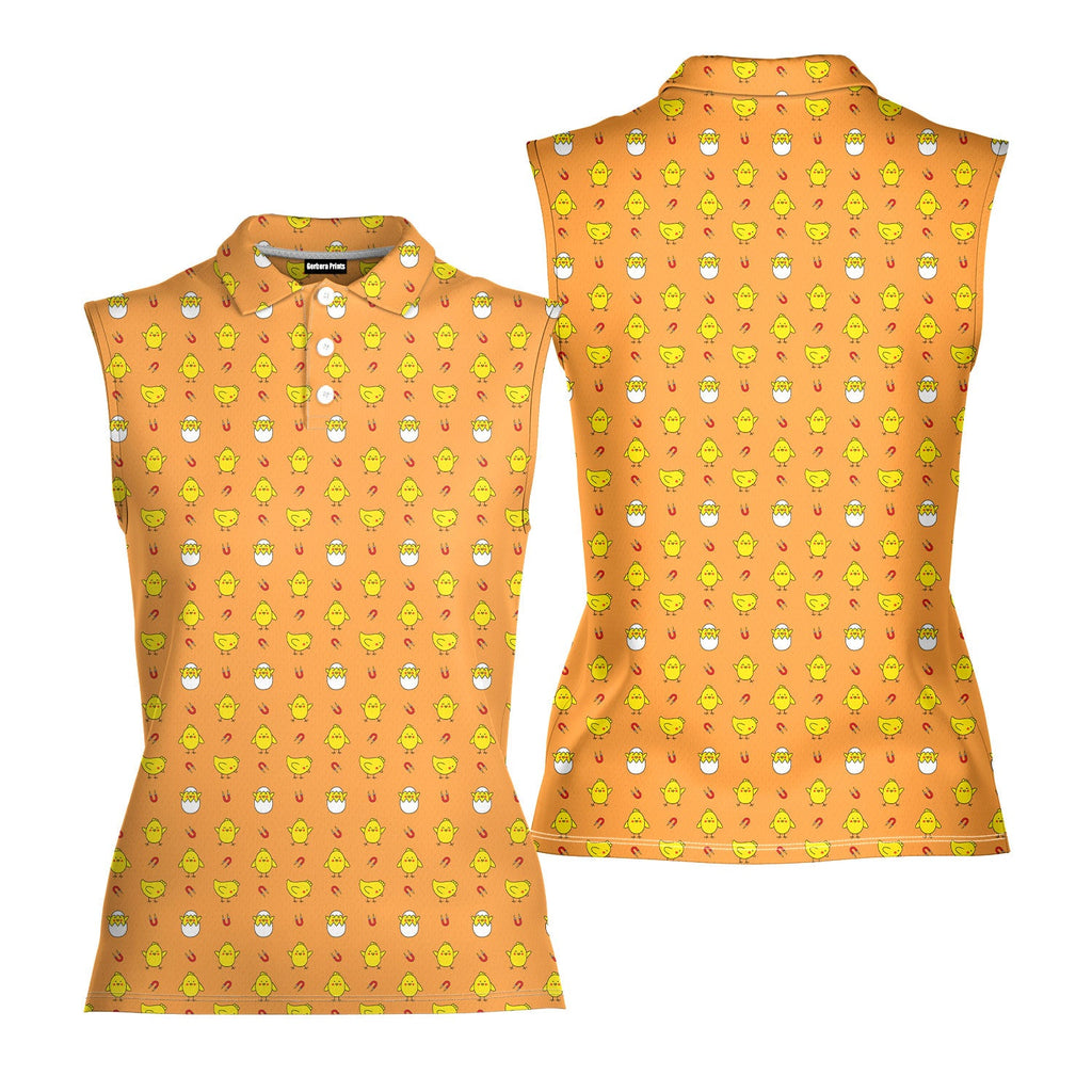 Chick Magnet-Women Sleeveless Polo Shirt-Gerbera Prints