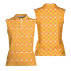 Chick Magnet-Women Sleeveless Polo Shirt-Gerbera Prints