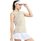 Chick Magnet-Women Sleeveless Polo Shirt-Gerbera Prints