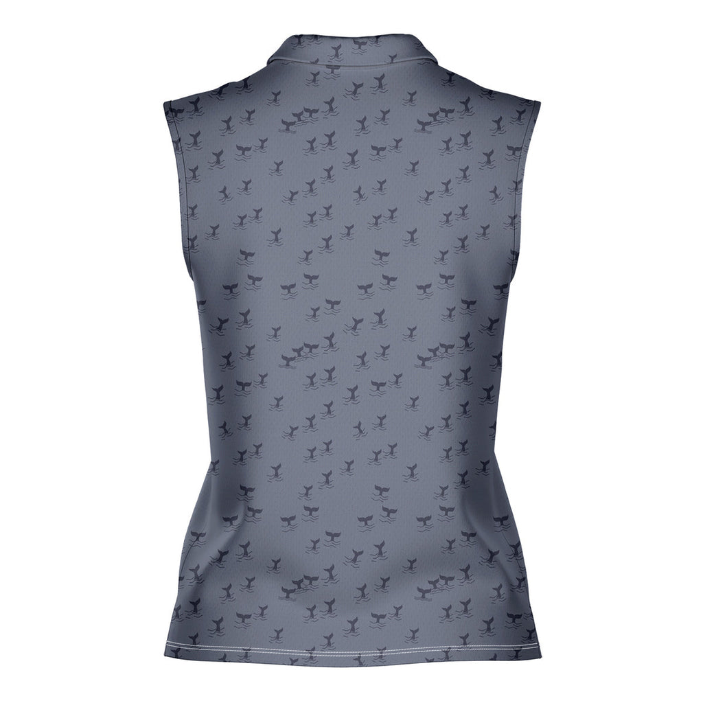 The Scattered Whales-Women Sleeveless Polo Shirt-Gerbera Prints